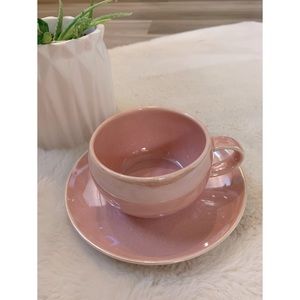 Indigo, pearly pink cup and saucer set